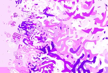 Light Purple, Pink vector backdrop with memphis shapes.