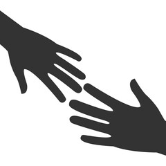 Two outstretched hands icon. Black arms outline. Help and teamwork concept vector illustration. Voluntary, charity, donation symbol.