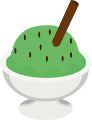 Vector illustration of bowl of mint ice cream

