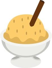 Vector illustration of bowl of ice cream scoop