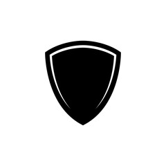 Shield icon. Template flat illustration. Shielding symbol in black and white color. Security and protector sign isolated on white