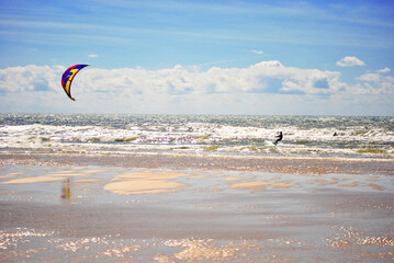 Kite surfing on the beach
