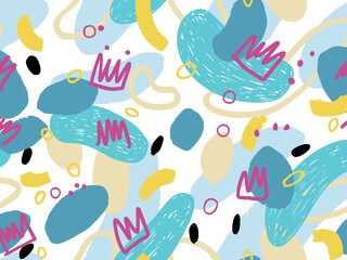 Geometric Vector pattern with black and white. Form a triangle, a line, a circle. Hipster fashion Memphis style. Retro Memphis 80s or 90s style fashion abstract background seamless pattern.