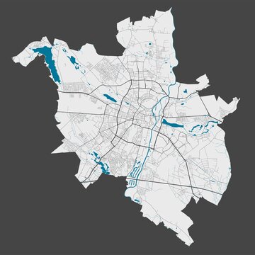 Fototapeta Detailed map of Poznan city, Cityscape. Royalty free vector illustration.