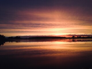 Sunset over the river, Russia