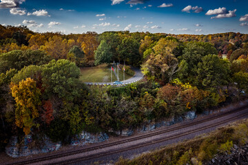 Mississippi River at Cape Girardeau Missouri. Fall 2020. Cape Rock