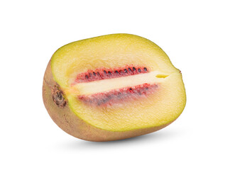 slice red kiwi fruit on white background