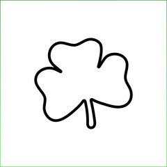 Outline clover isolated on white background. Vector plant icon with 3 leaves. Symbol of good luck, success, money, St. Patricks Day. Illustration for a traditional Irish holiday. Can be used as bubble