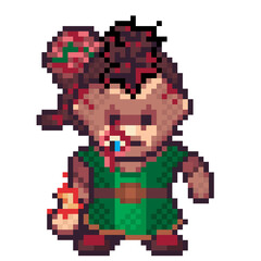 Injured person pixel art. Injured character. Falling eye character. Vector picture.