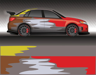 Fototapeta na wymiar Car livery wrap decal, rally race style vector illustration abstract background