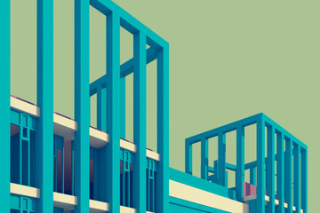 Obraz premium 3D illustration showing building design and interior design. 