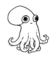 beautiful cute sketch of an octopus. hand drawn vector illustration of sea animal octopus in Doodle style with black line isolated on white background for children's design background