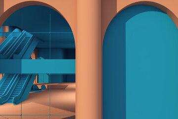 3D illustration showing building design and interior design.
