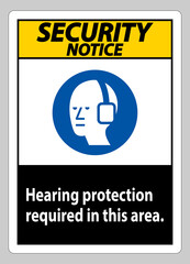 Security Notice PPE Sign Hearing Protection Required In This Area with Symbol