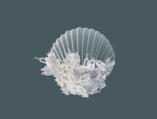 3D illustration of plastic waste with marine animals
