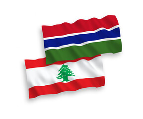 Flags of Lebanon and Republic of Gambia on a white background