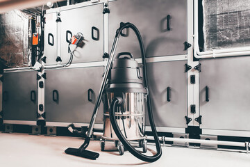 cleaning machine professional. industrial vacuum cleaners on a factory - obrazy, fototapety, plakaty