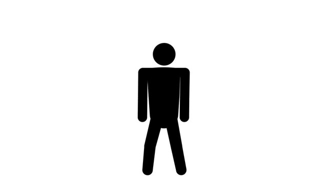 Bodybuilder muscular character icon. 4k video animation