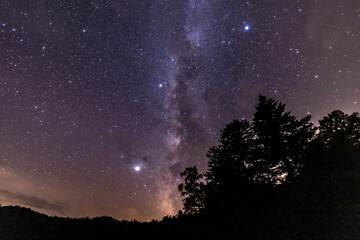 北海道　オンネトー湖の星空と天の川