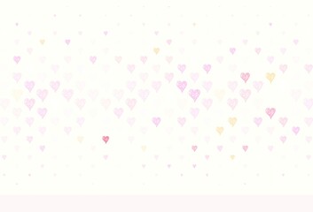 Light Pink, Yellow vector background with hearts.