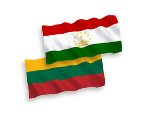Flags of Lithuania and Tajikistan on a white background