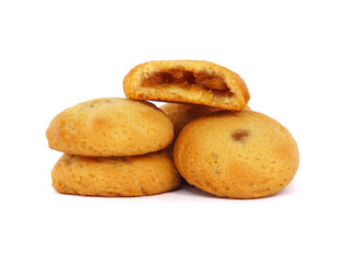 Jam filled cookies isolated on white background
