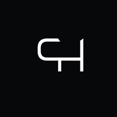 Creative Professional Trendy and Minimal Letter CH Logo Design in Black and White Color, Initial Based Alphabet Icon Logo in Editable Vector Format