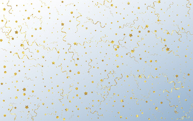 Gold Streamer Swirl Vector Gray Background. 