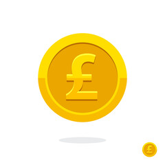Pound sign. Coin icon. English currency pound. Vector money symbol. Bank payment symbol. Golden coin. Golden pound. Finance symbol. Currency symbol. Currency exchange. Pound money. Financial operation