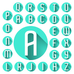 alphabet flat design turquoise white