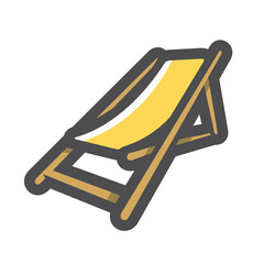 Deck yellow Chair Vector icon Cartoon illustration