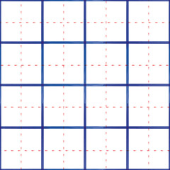 Vector red blue grid, check white seamless pattern