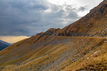 Colourful autumn mountain Transfăgărășan road in Romania