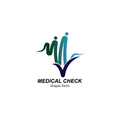 Medical check logo template vector illustration design
