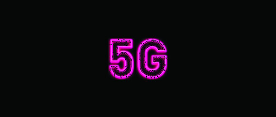 The concept of stepping into system communication 5G (isolated from black background)