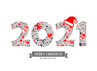 2021 christmas icon vector illustration