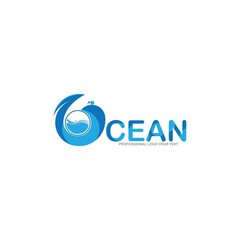 Abstract design of ocean logo with waves. Vector illustration
