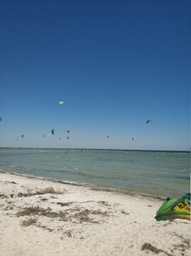 kite surfing on the beach
