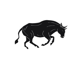 Fototapeta premium Vector hand drawn doodle sketch black running bull isolated on white background