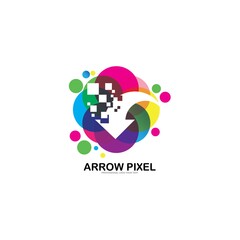 Pixel Arrow logo designs concept vector, Arrow pixel colorful logo template vector illustration design
