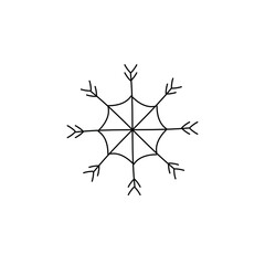 Vector hand drawn doodle sketch black snowflake isolated on white background
