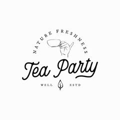 Tea drink party feminine hand with manner