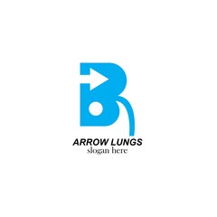 Arrow lungs with letter B logo template vector illustration
