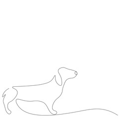 Dod silhouette on white background, line drawing vector illustration