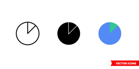 45 degrees icon of 3 types color, black and white, outline. Isolated vector sign symbol.