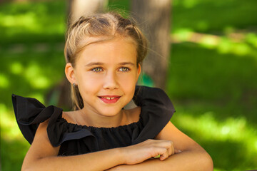 Close up portrait of a little girl before school age