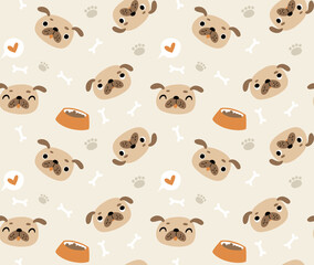 Obraz premium Seamless pattern with dog pugs