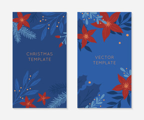 Obraz na płótnie Canvas Set of Christmas and Happy New Year insta story templates.Holiday ad and promo concepts.Modern vector layouts.Xmas trendy design for social media marketing,digital post,prints,banners.