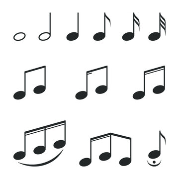 music note icon on white background, vector illustration