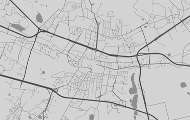 Urban city map of Katowice. Vector poster. Grayscale street map.